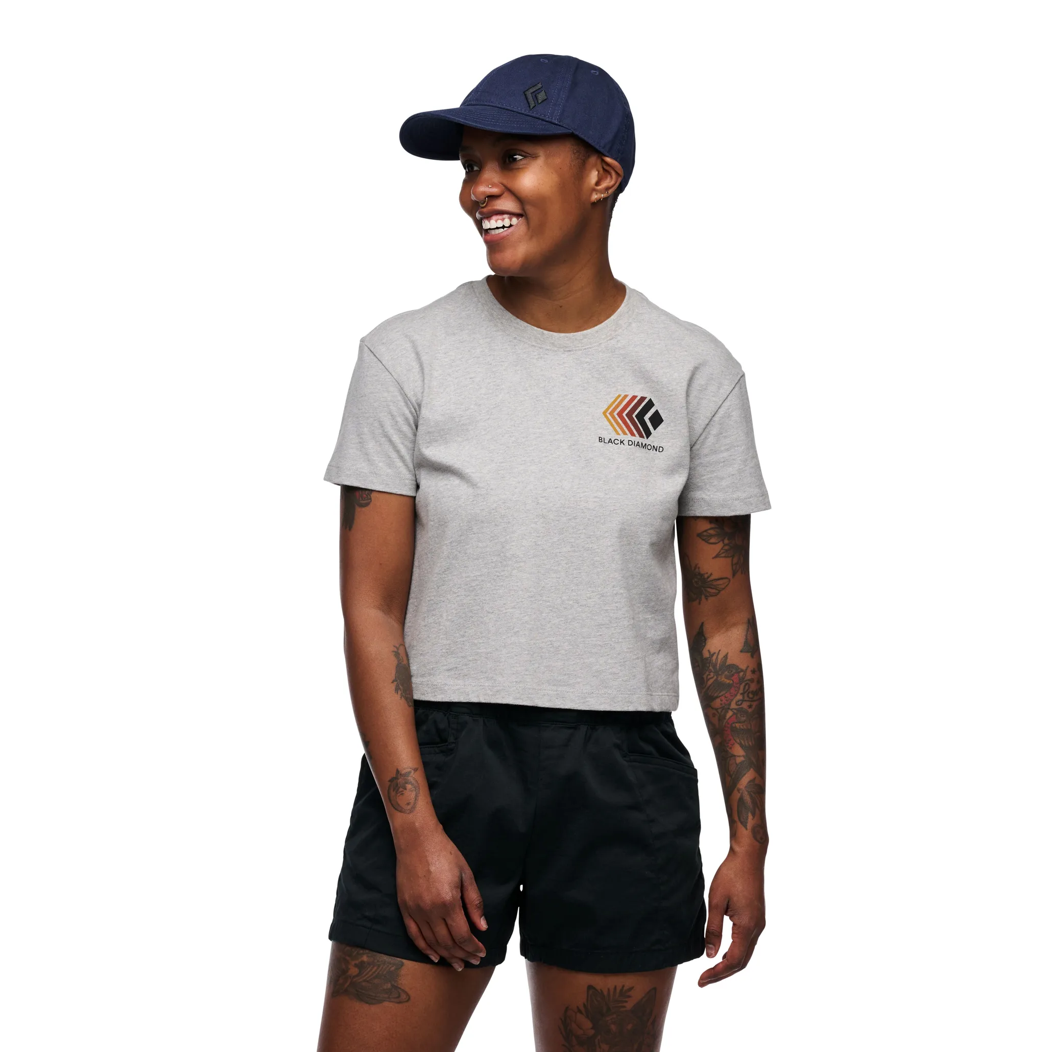 Black Diamond Women's Faded Crop SS Tee Nickel Heather