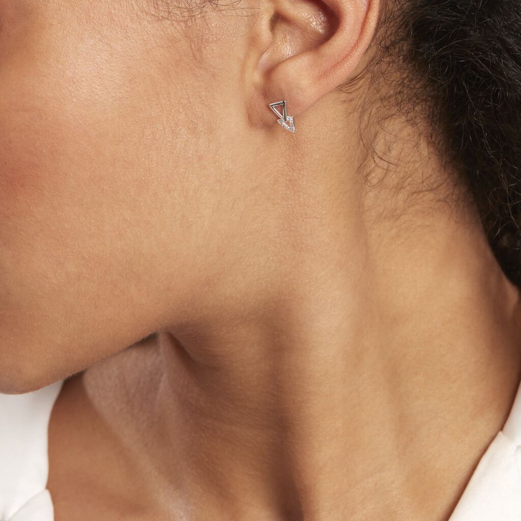 Boucles D'oreilles Puces Joy Or Blanc Diamant