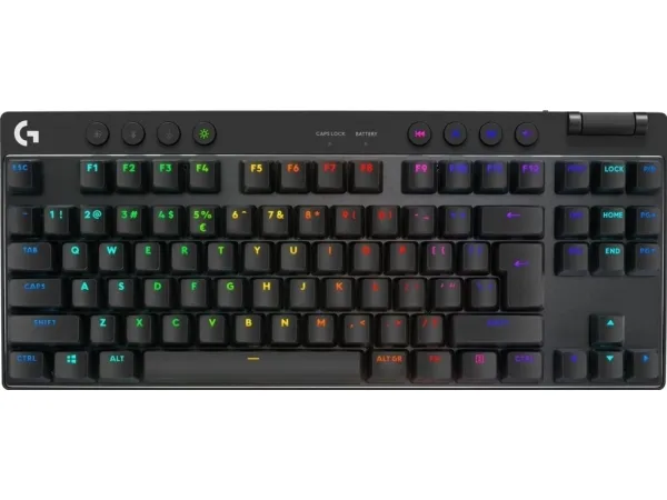 Logitech G PRO X TKL - Tastatur - gaming - bagbelyst - trådløs - 2.4 GHz, Bluetooth - QWERTY - US International - tastkontakt: Tactile - sort