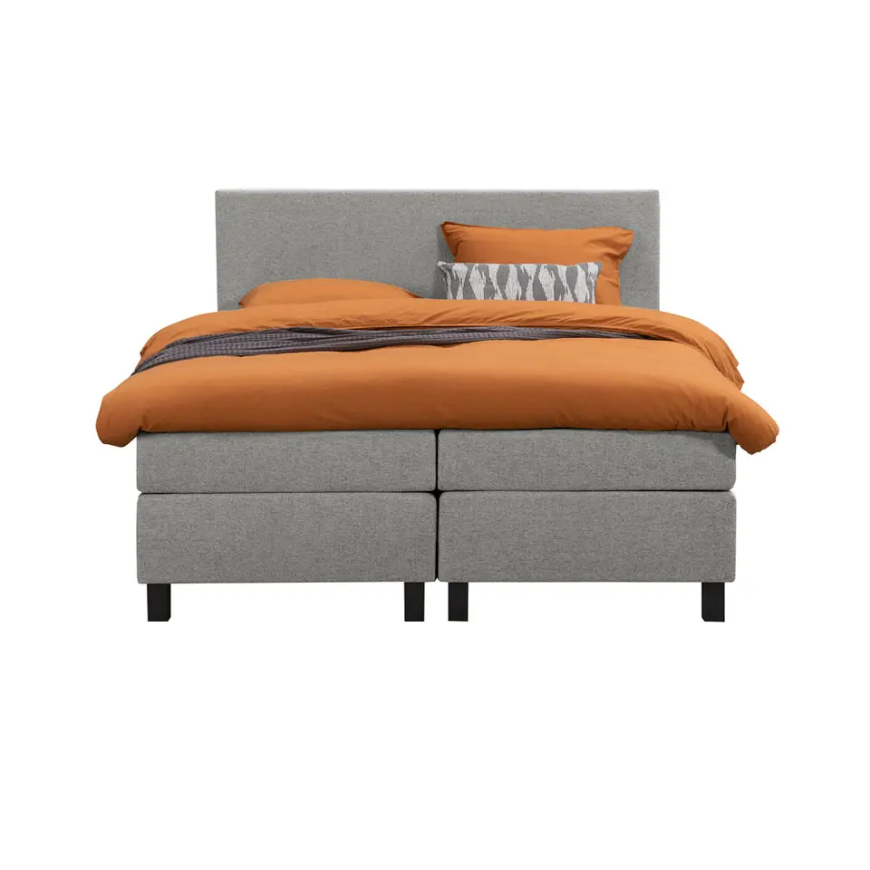 Boxspring Liv egaal - lichtgrijs - 160x200 cm - vierkante poot