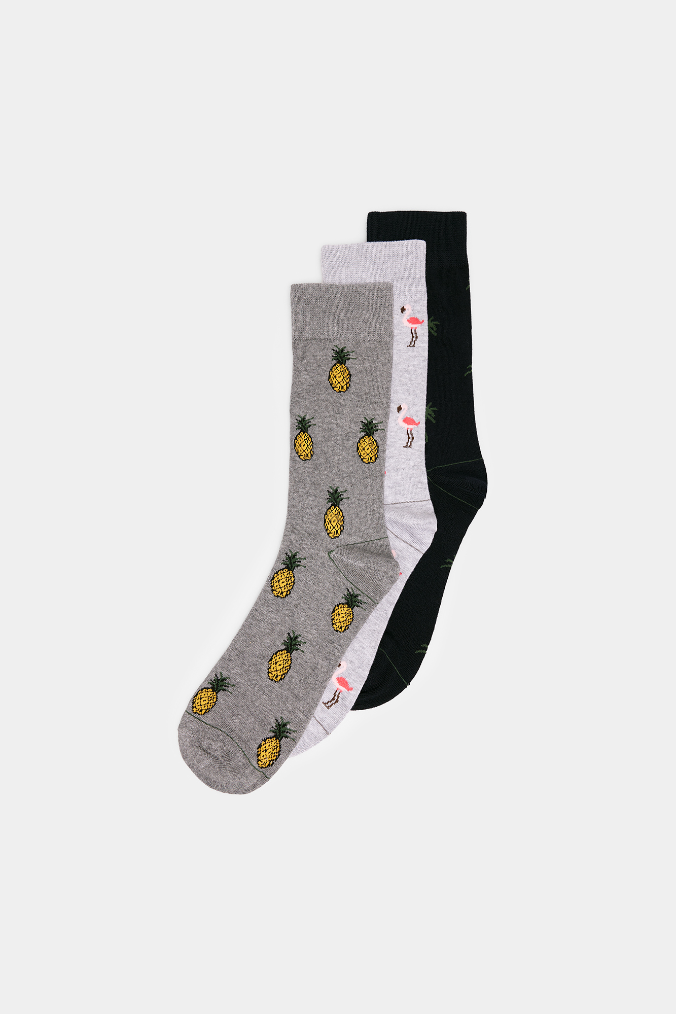 Pacote com 3 pares de meias longas tropicais