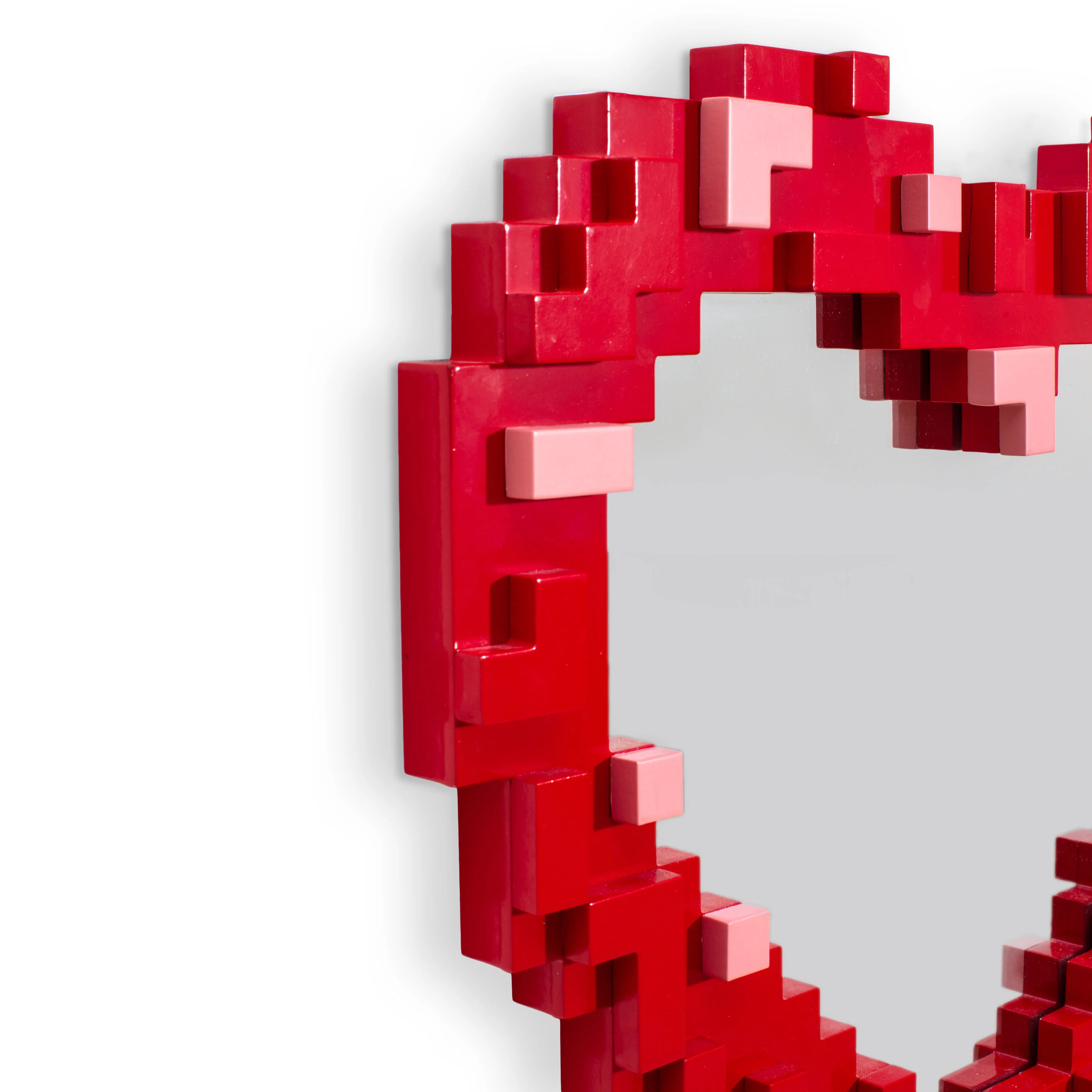 PIXEL - FLAME - Miroir mural bois | Rouge