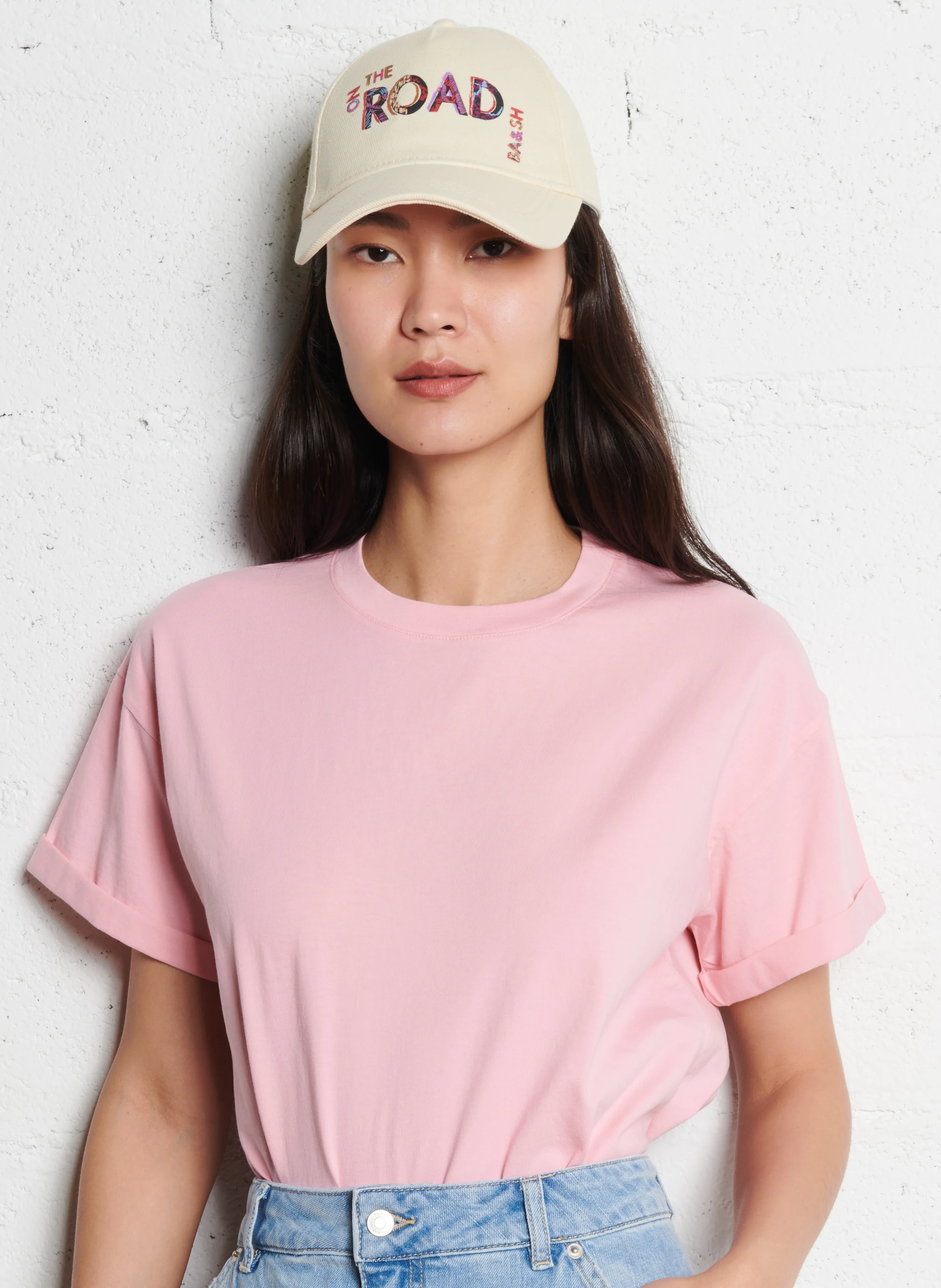 ROSIE - Tee-shirt droit col rond en coton | Rose