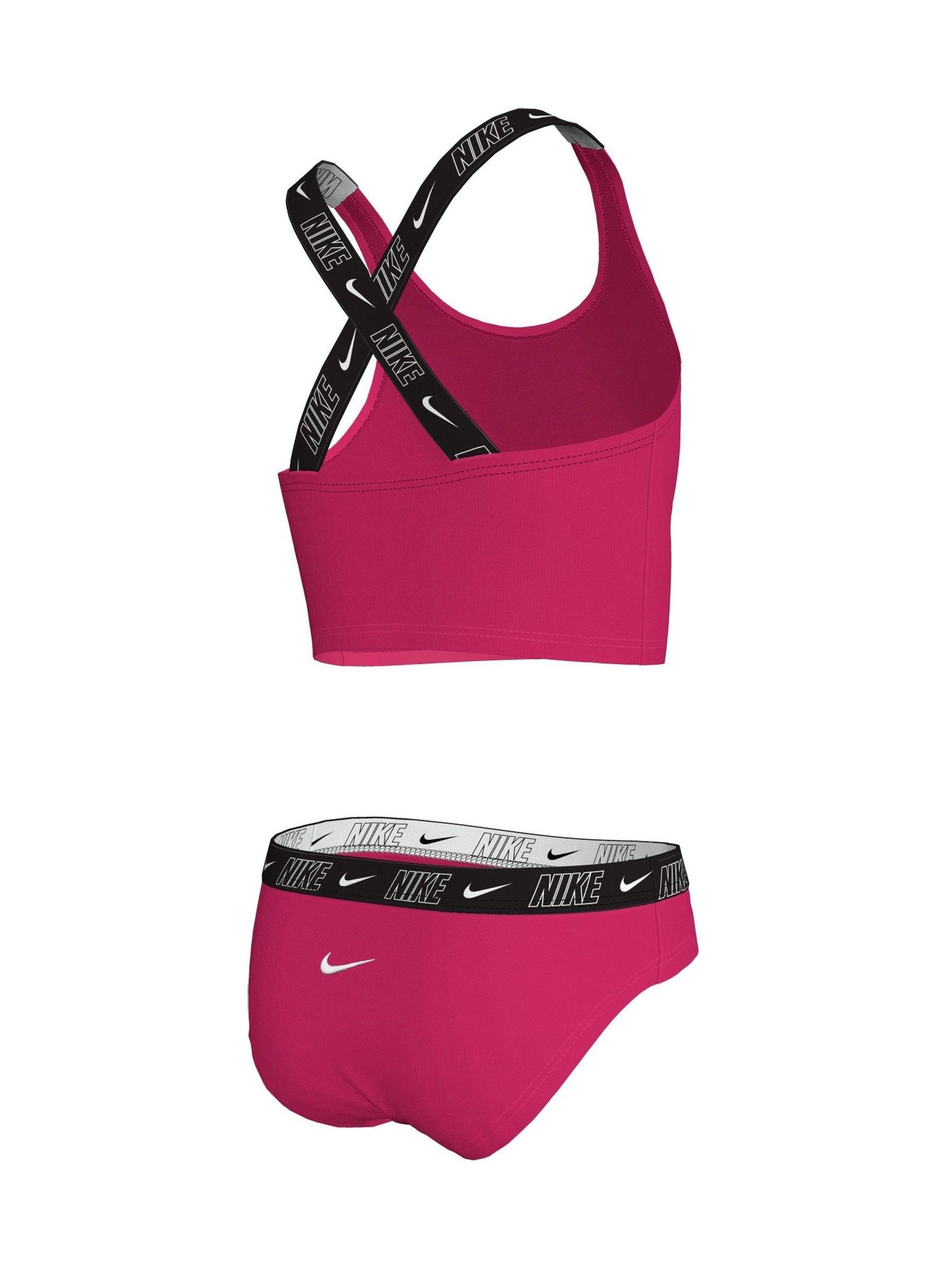 Lichtroze - Nike bikiniset met gekruiste bandjes en logobies