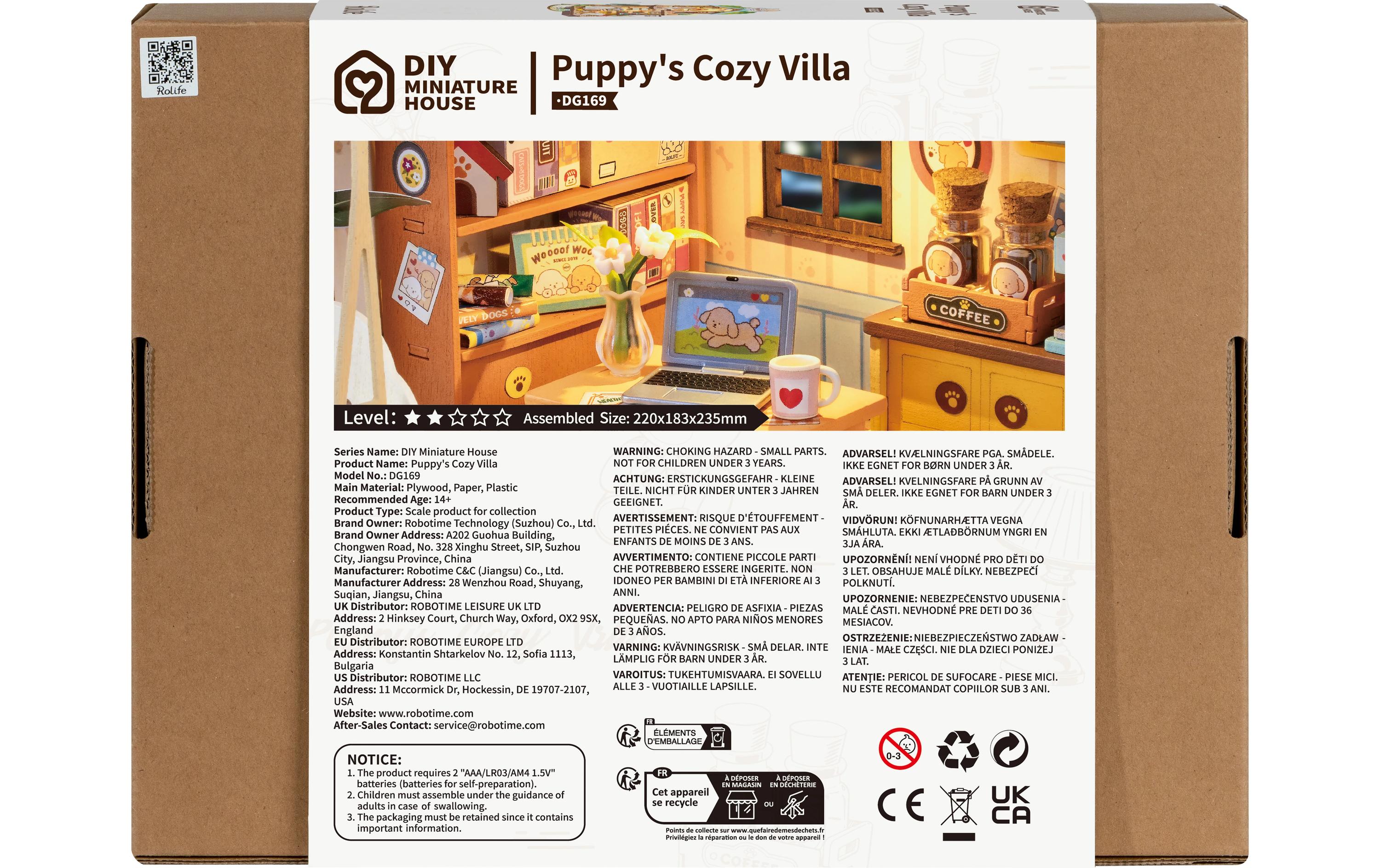 Bausatz Welpen Villa3D-Puzzle aus lasergeschnittenen Holzteilen