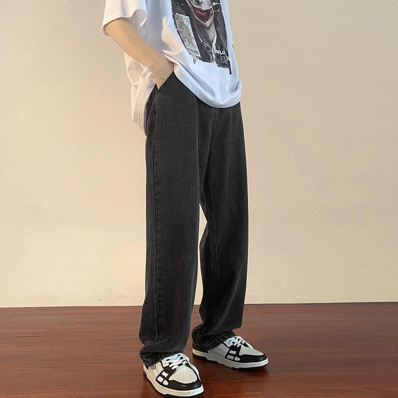 WidoWilder - Mid Rise Washed Straight Leg Jeans