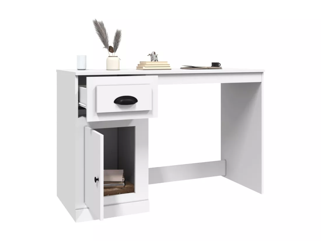 Bureau avec tiroir blanc 115x50x75 cm bois d'ingénierie
