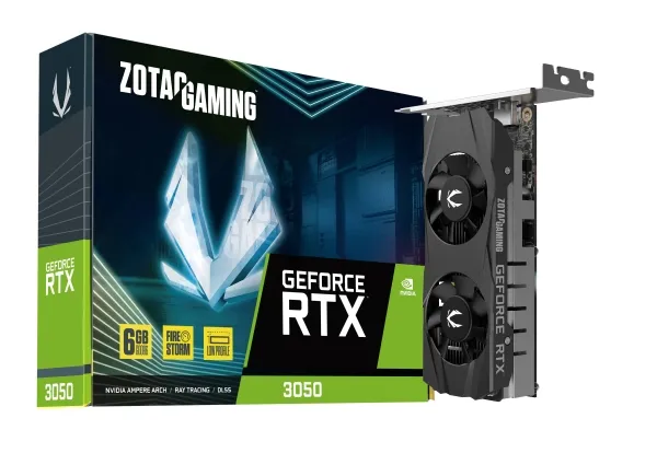 ZOTAC GAMING GeForce RTX 3050 6GB LP - Grafikkort - GF RTX 3050 - 6 GB GDDR6 - PCIe 4.0 x8 lavprofil - DisplayPort, HDMI - boks