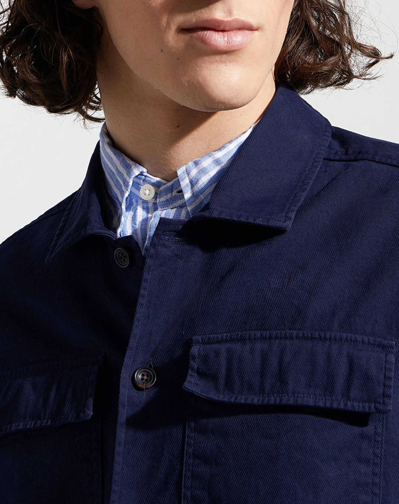 Hackett London Surchemise en Twill Canvas bleu marine