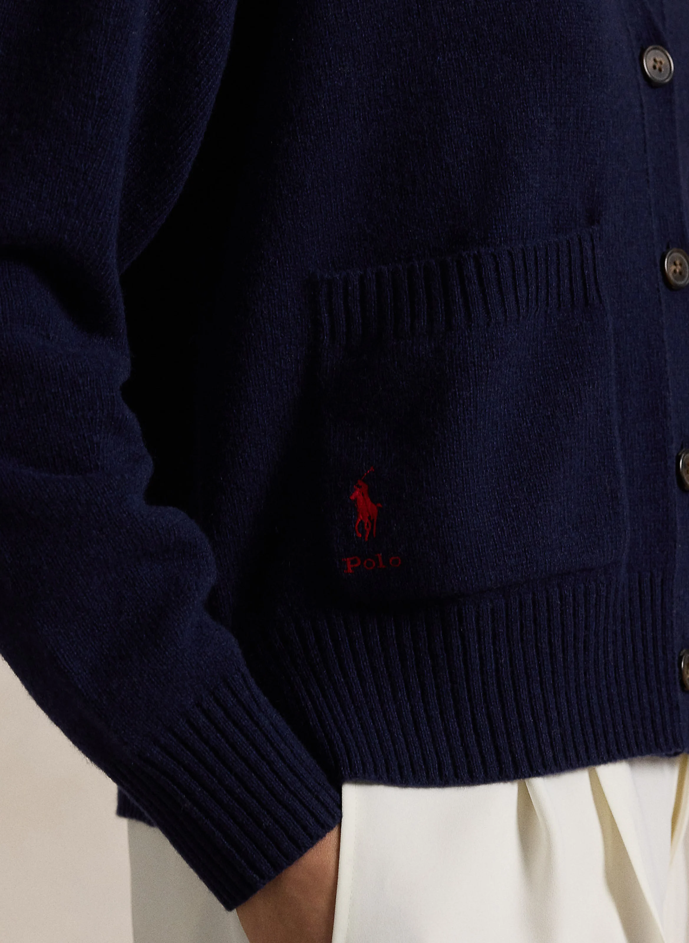 Gilet droit col V en laine et cachemire mélangé | Bleu