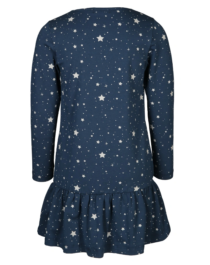 Langarm-Kleid GLITTER UNICORN mit Sternen in dunkelblau