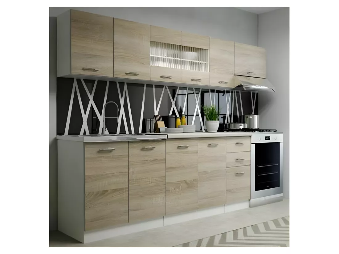Cuisine style scandinave 260cm blanc et bois Nicosie