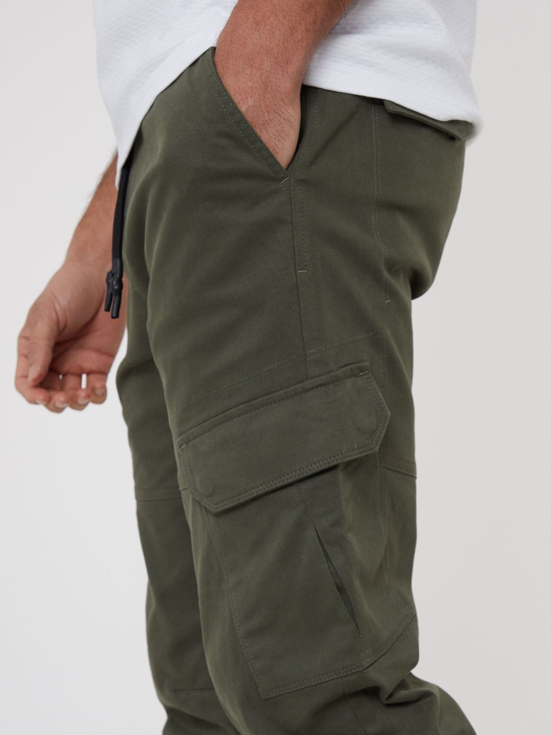 Khaki - Threadbare cargobroek in joggingstijl van katoen met stretch