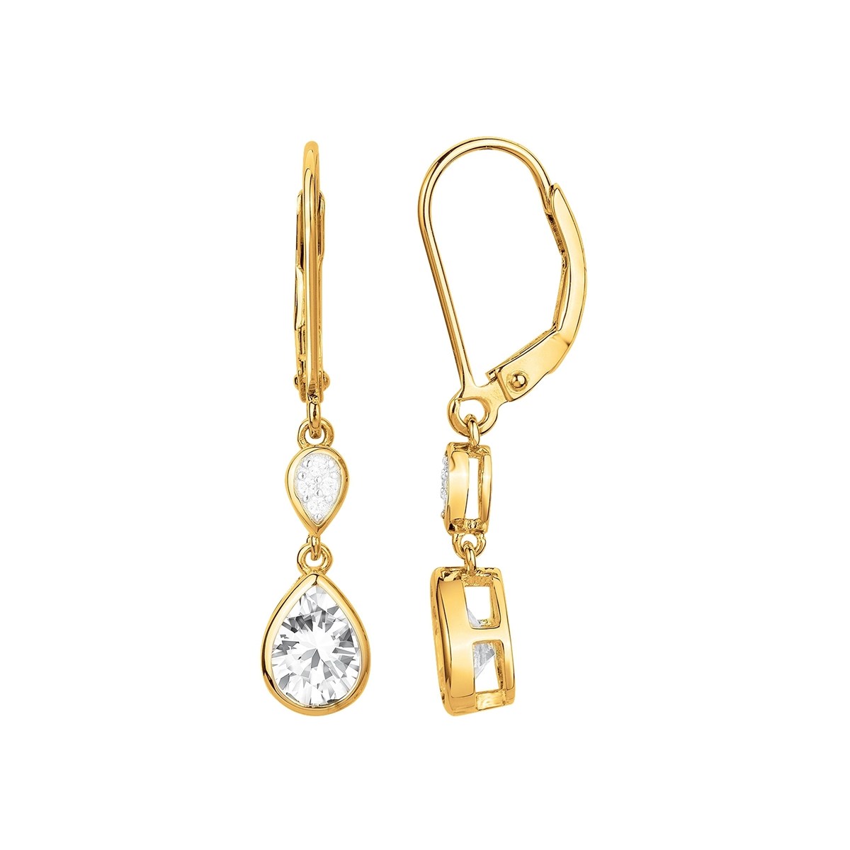Boucles d'oreilles pendantes en Plaqué Or avec oxyde de zirconium blanc