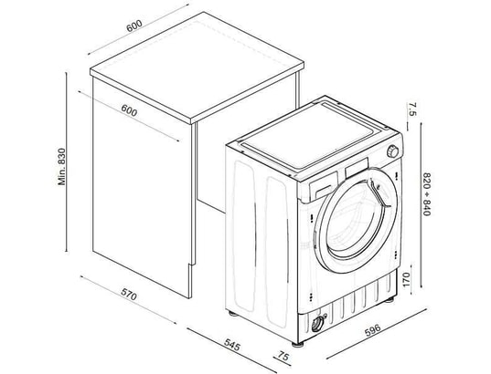 CANDY - Lave linge encastrable CBW 48 TWME-S, 8 kgs, 1400 tr/mn