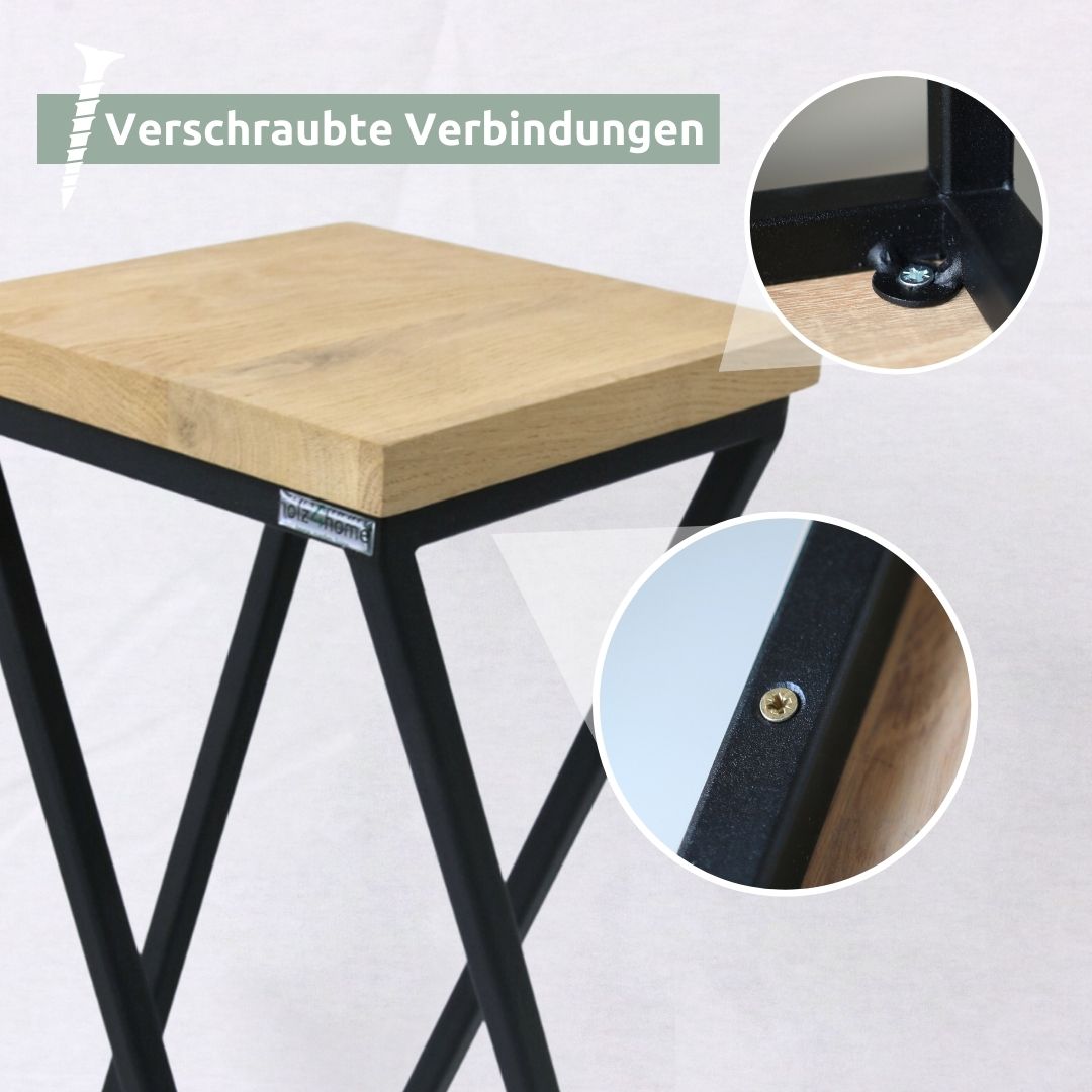 holz4home® Dekoständer aus Eiche | Gedrehte Streben-Variante in hellgrau geölt | 50 cm