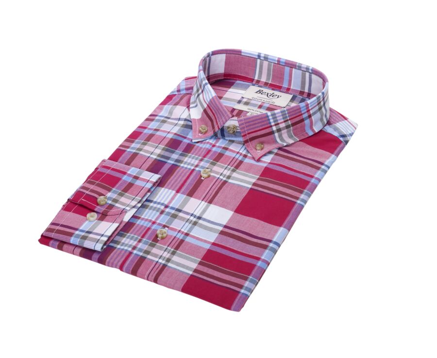 Chemise à carreaux homme bleue clair et rouge - MALVYN