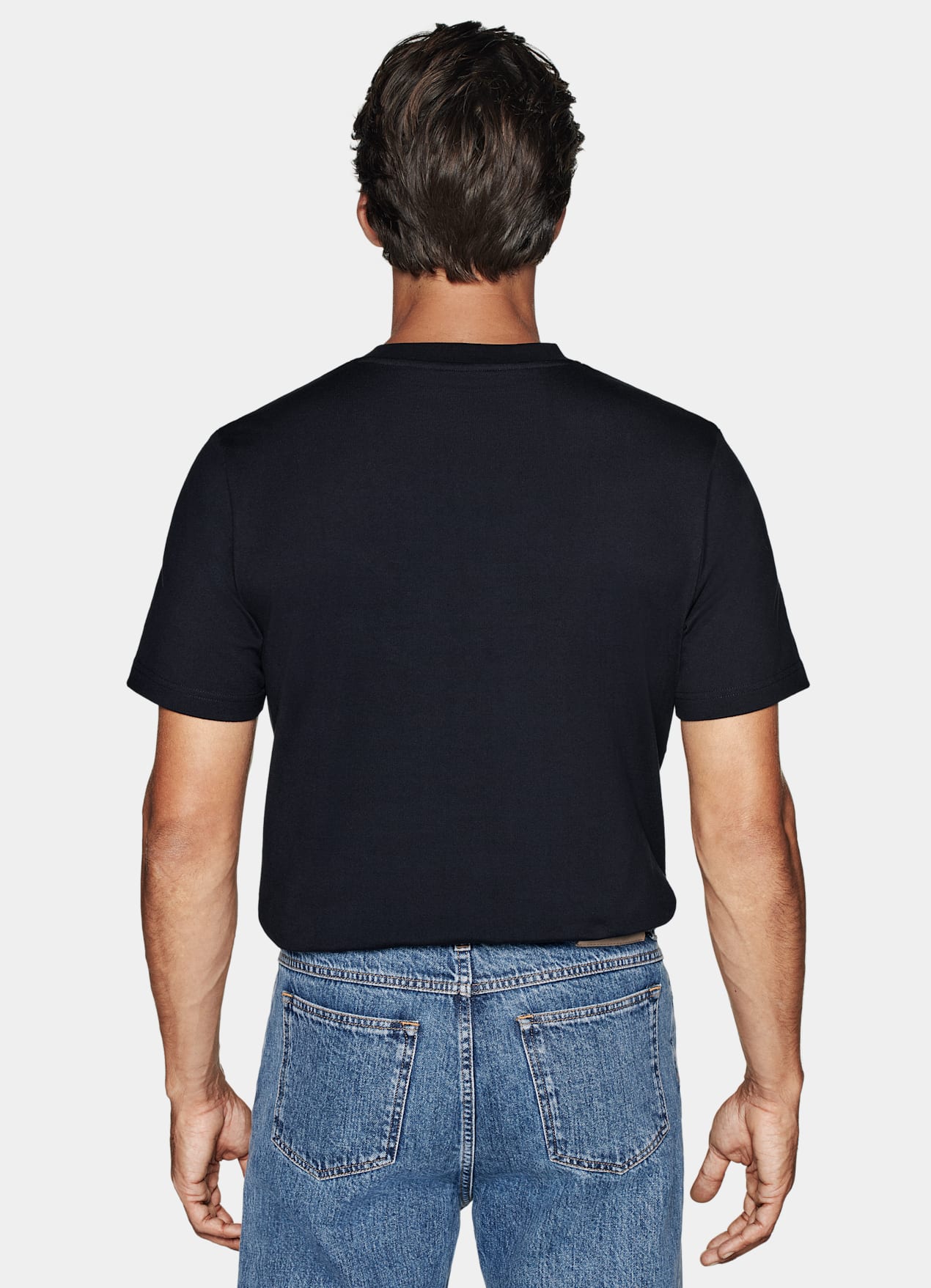 T-shirt col rond bleu marine