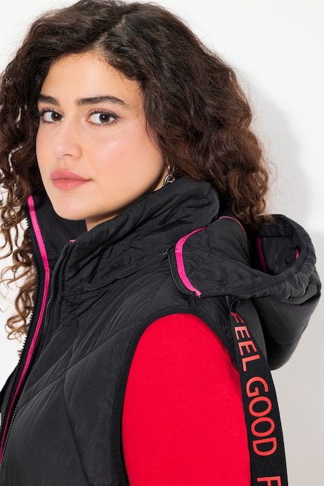 Steppweste, Stehkragen, Kapuze abnehmbar, 2-Wege-Zipper