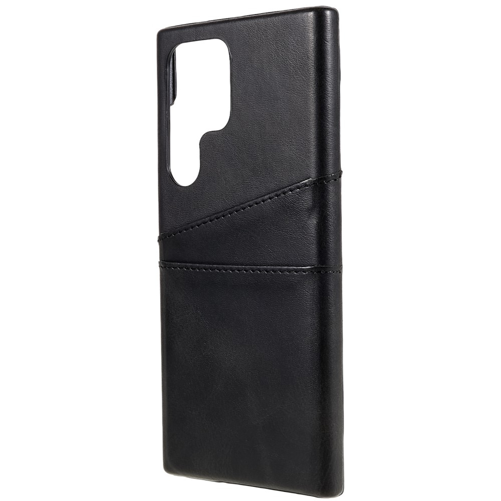 Samsung Galaxy S24 Ultra Leder Hülle Snap Case   Kartenfach - Schwarz