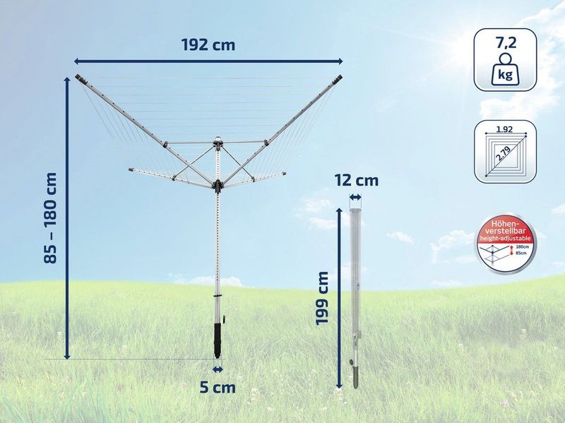 LinoLift - 600 Quick Start - Droogmolen - Aluminium - 60 Meter Drooglengte