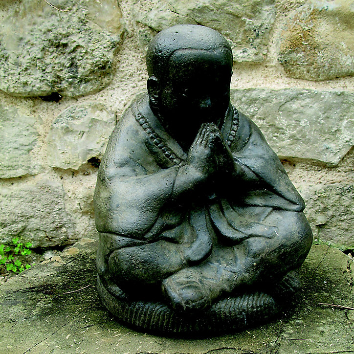 Statue moine assis priant Penez Herman 46394 en pierre reconstituée H.30 cm