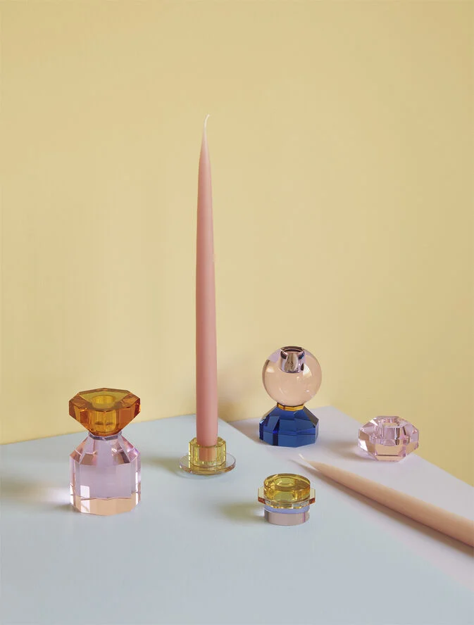 Hübsch Gem Candlestick Pink/Blue Blå/lyserød