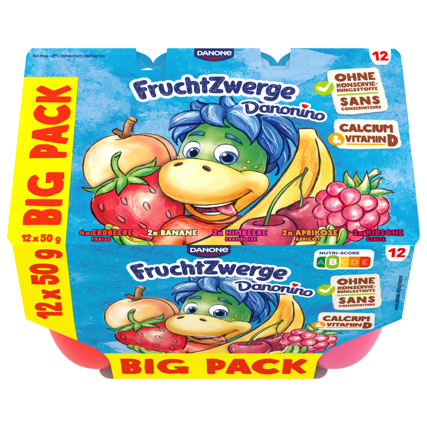 Danonino Quark Erbeere Kirsche & Himbeere 12x50g -