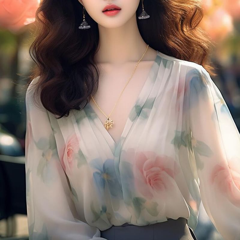 malabar - V-hals blouse met bloemenprint