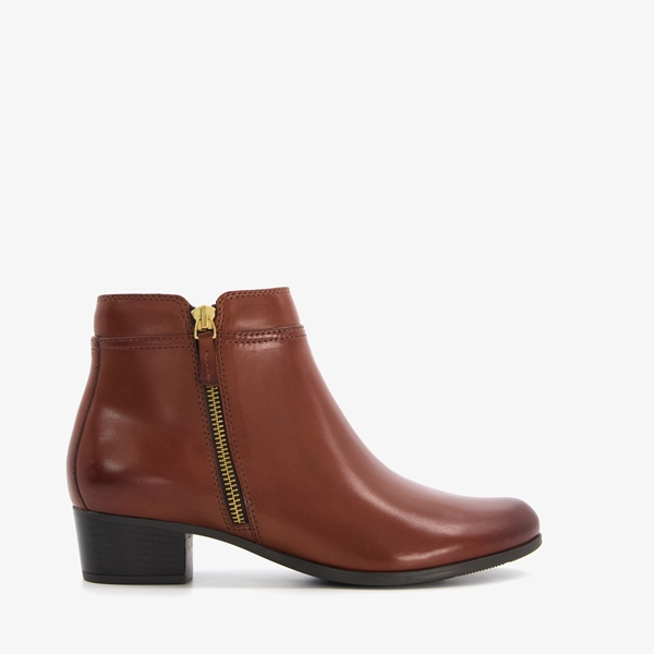 Hush Puppies leren dames enkellaarsjes cognac