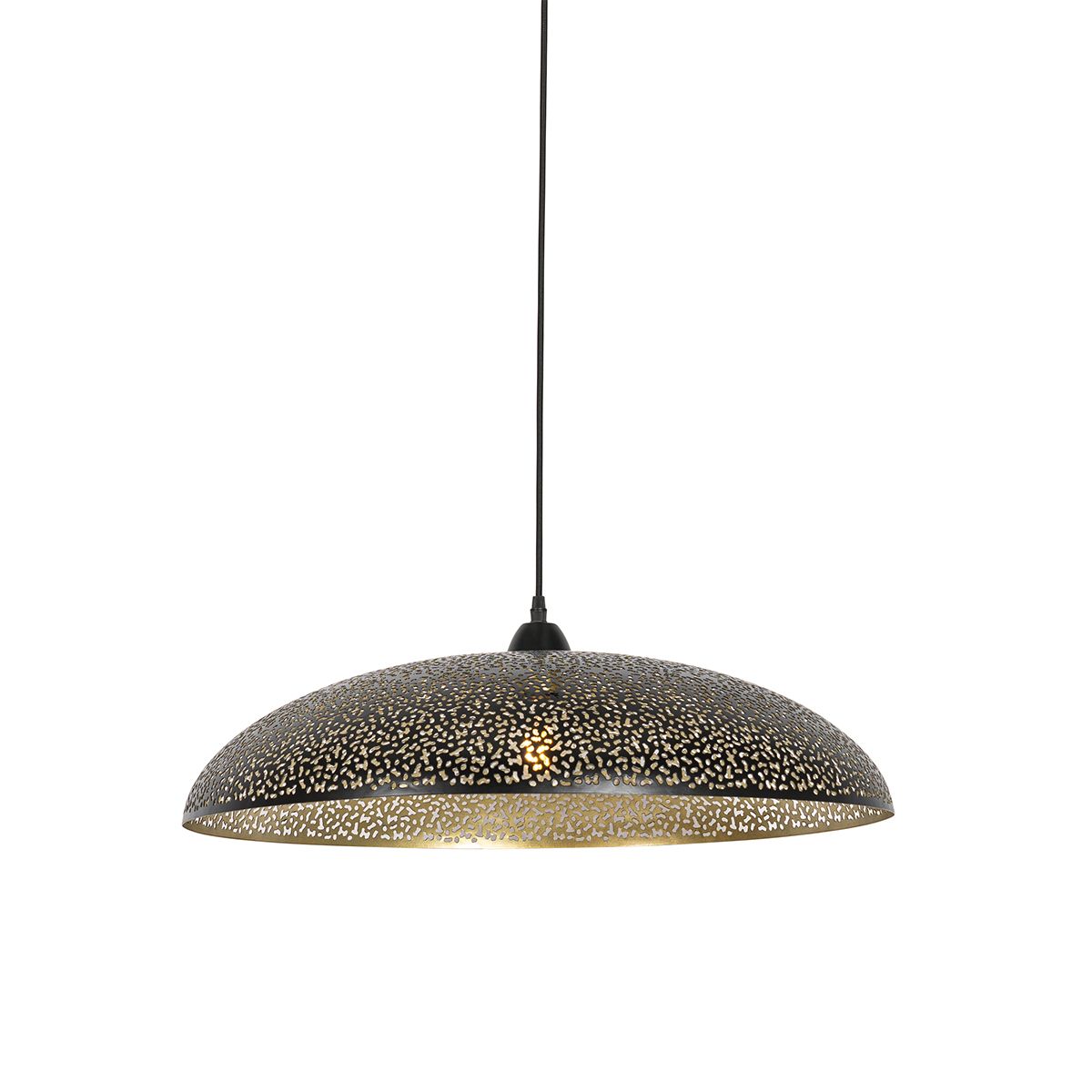 Oosterse hanglamp zwart met goud 60 cm - Japke