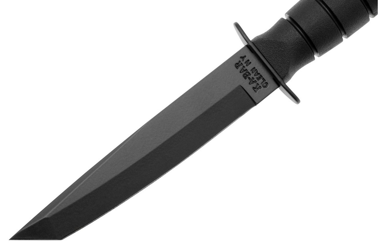 KA-BAR 5054 Short Tanto, Plain Edge Black, Kydex Sheath, vaststaand mes
