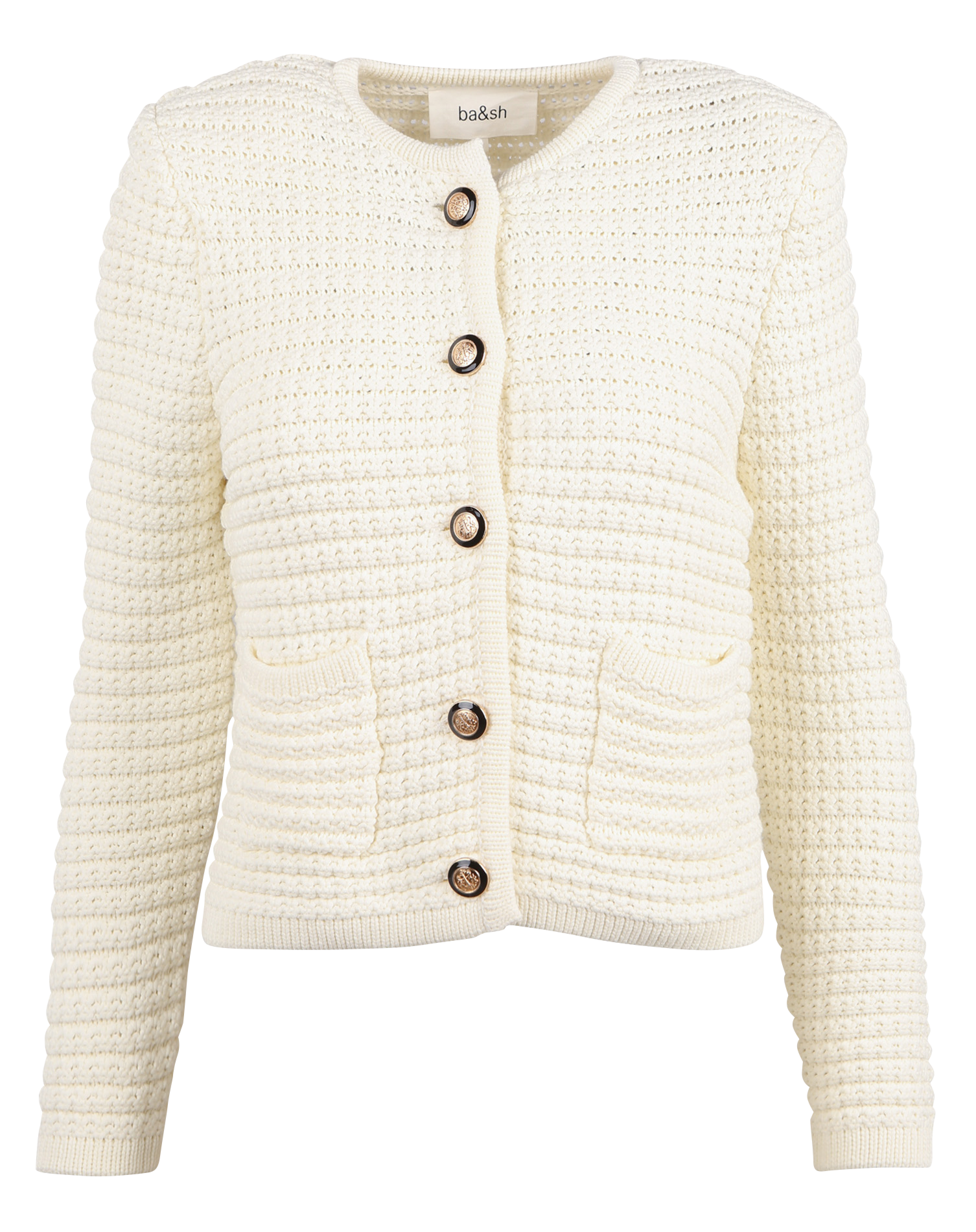 GASPARD - Gilet col rond en coton mélangé | Blanc
