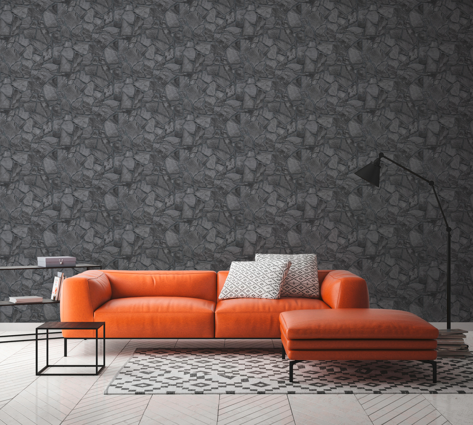 A.S. Creation Vliestapete BRICKS & STONES - schwarz-anthrazit - Steinoptik - 10 Meter