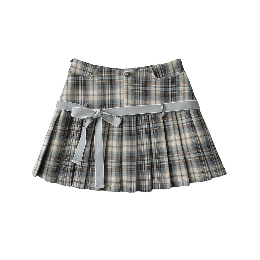 Sundine - Mini A-lijn rok met hoge taille en strikplooien