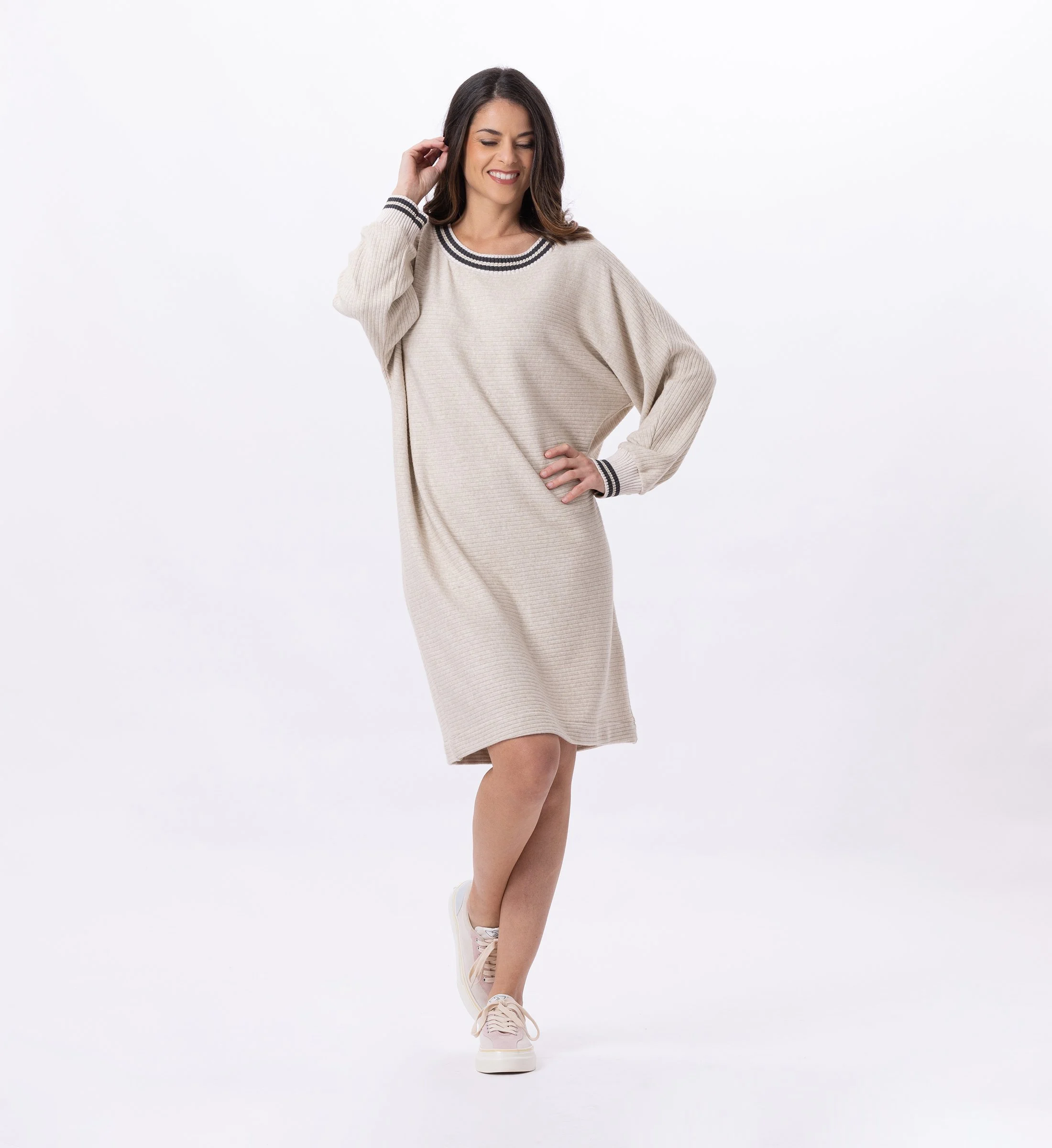 ESMEE 840 - Robe en maille tricot | Beige