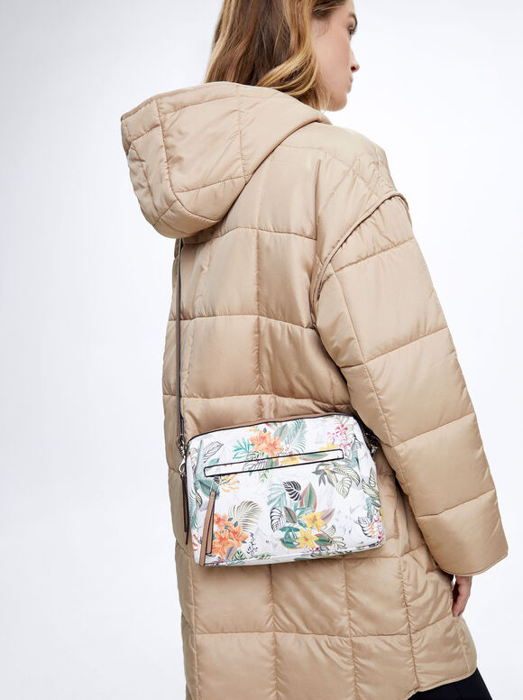 Bolsa Bandolera Estampado Floral - Naranja