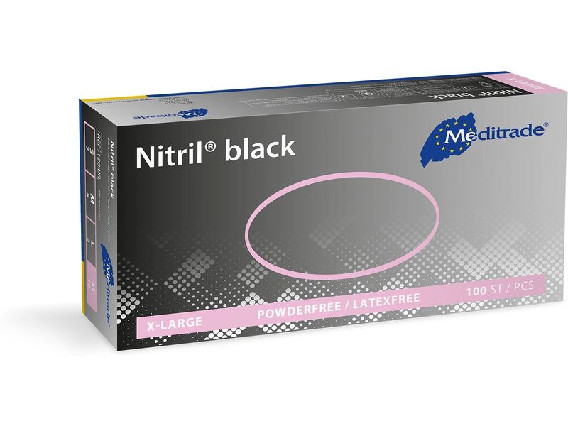 Meditrade Nitril black Grösse XL, 100 Stück Nitriluntersuchungs- und Schutzhandschuh gemäss DIN EN 455