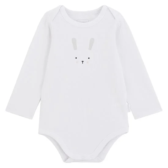 Body manches longues Lapin Câlin   Blanc talc        0 mois   de               P'tit bisou
