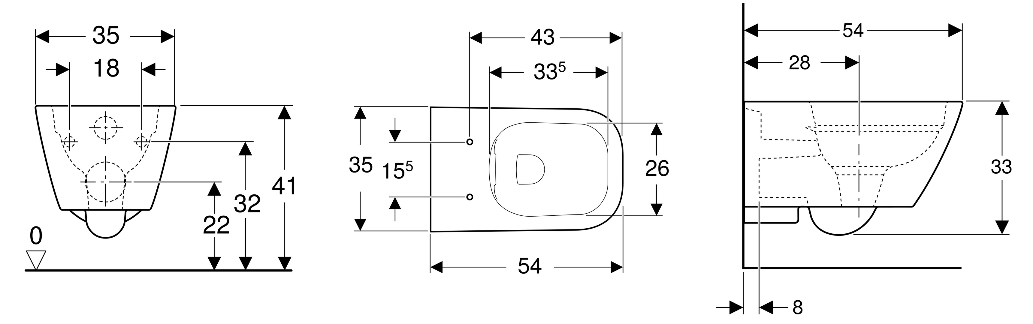 Geberit Smyle Square hangend randloos toilet wit glans
