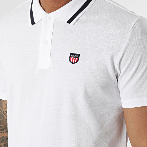 Polo Manches Courtes Retro Shield Pique 2002015 Blanc