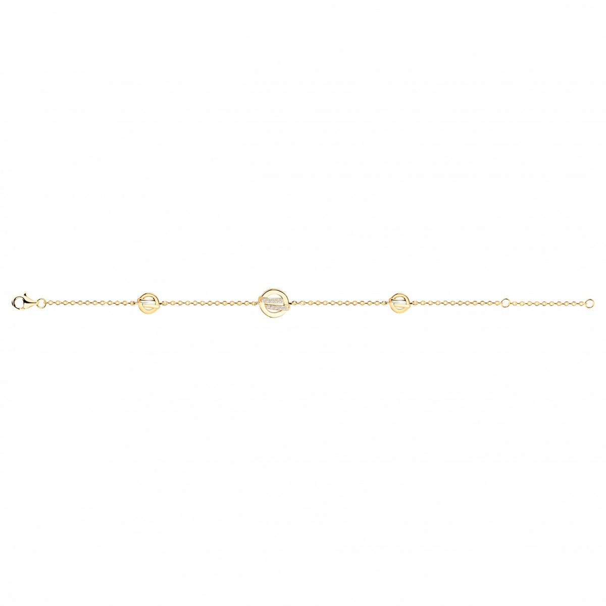 Bracelet souple en Plaqué Or avec oxyde de zirconium blanc