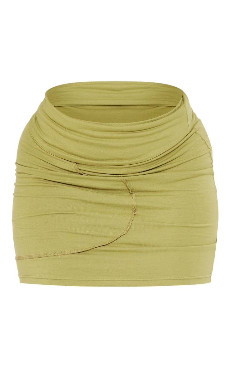 Vert Olive Mini-jupe Taille Haute Repliée Avec Détails De Coutures Co-ord Shape