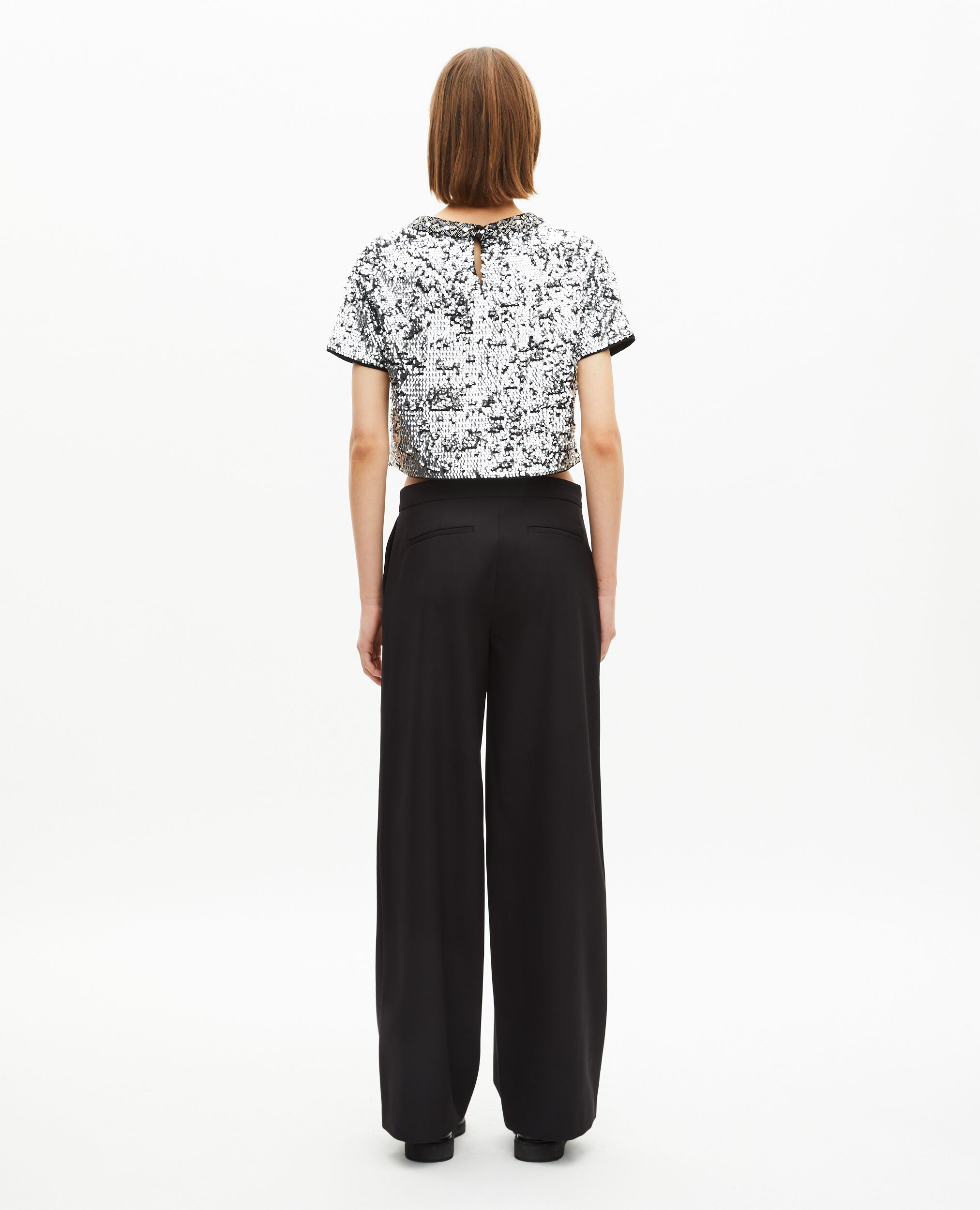 Top court en sequins silver