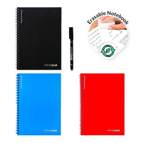 InfiniteBook 33200 - Infinitebook avec couverture souple et 15 pages unies pour tableau blanc