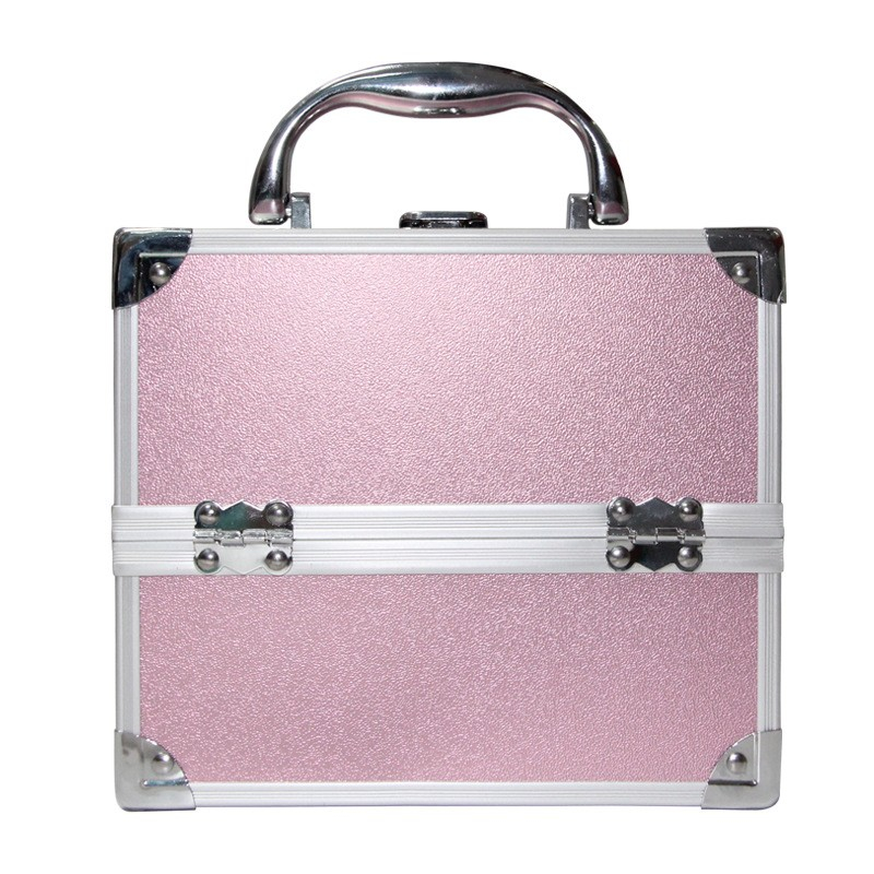 (18x15.5x15cm) Klappbarer Aluminium Schminkkoffer Beauty Make Up Organizer - Rosa