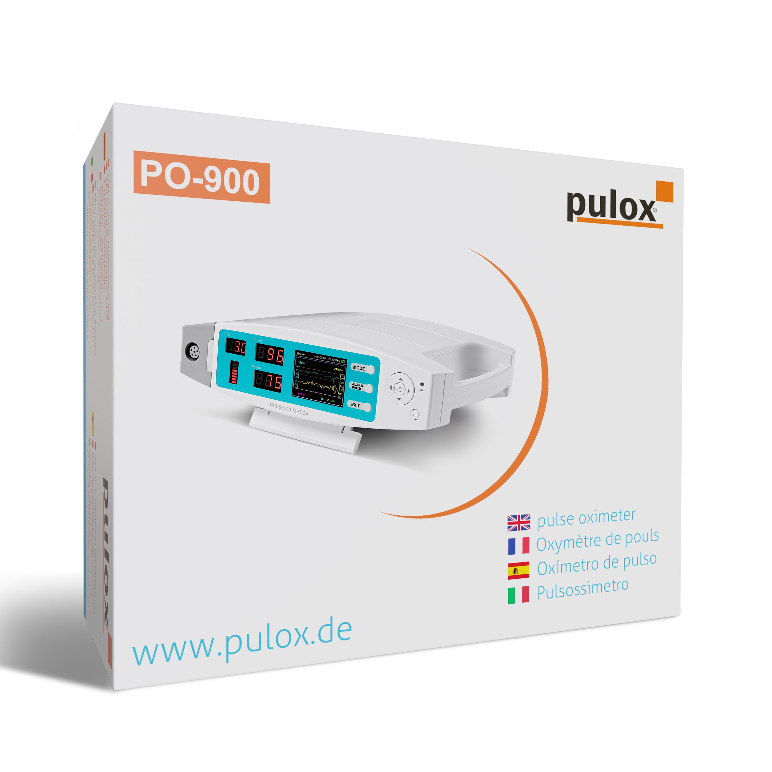 Pulox PO-900 Stationäres Pulsoximeter zur Messung von SpO2, Pulsrate und PI - Alarm und PC-Software