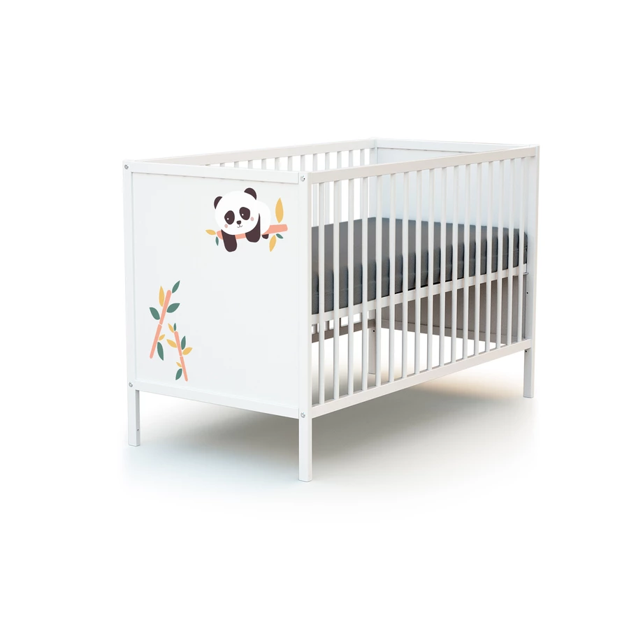 WEBABY Babybett Renard Panda mit Panelen weiß 60 x 120 cm