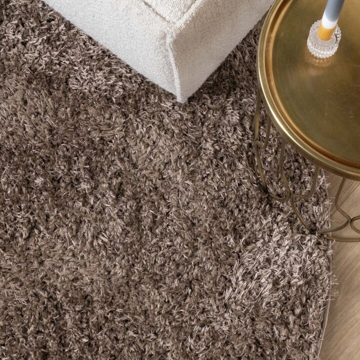 Rond Shaggy vloerkleed - Blaze Taupe