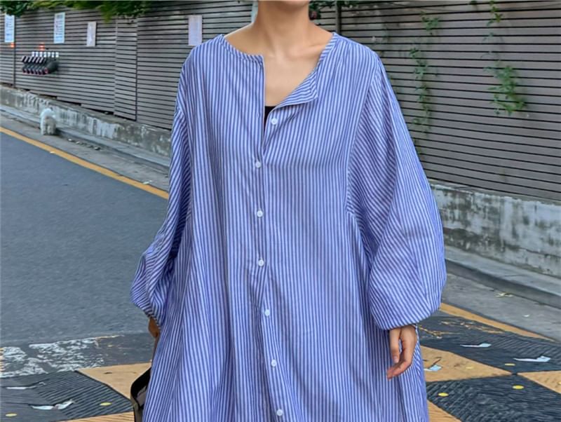 Felixia - Gestreepte maxi-jurk met elleboogmouwen